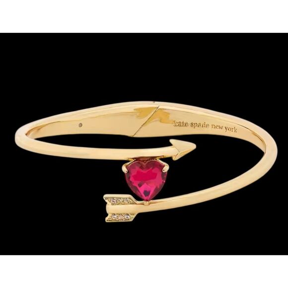Kate Spade NEW Lovestruck Heart And Arrow Hinged Cuff bracelet - Picture 1 of 5